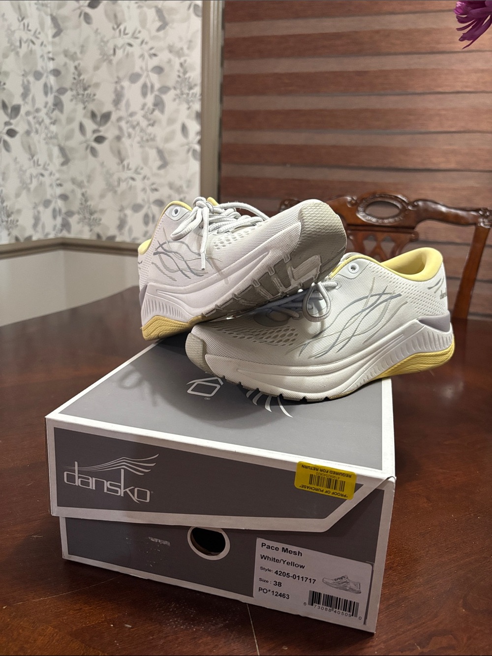 Dansko White and Yellow Performance Mesh Walking Shoes